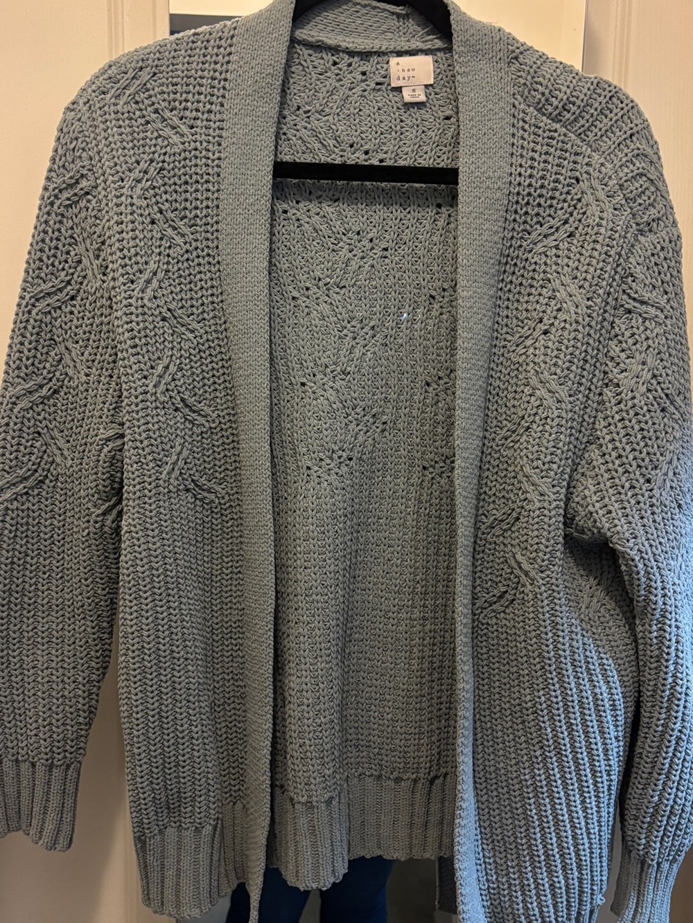 a new day Dusty Blue Open-Front Cable Cardigan